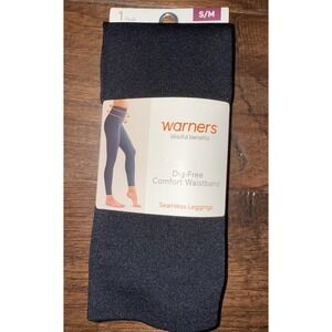 Womens Warners S/M Black 360‎ Degree Smoothing Waistband Seamless Legging